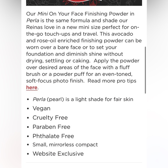 🏷️🏷️ Reina Rebelde finishing powder *MINI** in Perla new & unused! - Picture 4 of 9